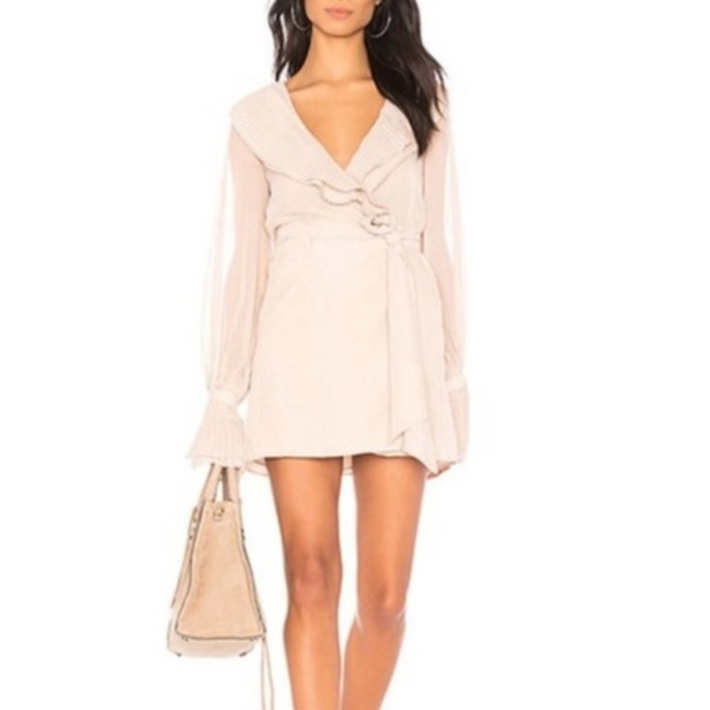 Chrissy Teigen x Revolve Sands Ruffled Mini Wrap Dress.  Small